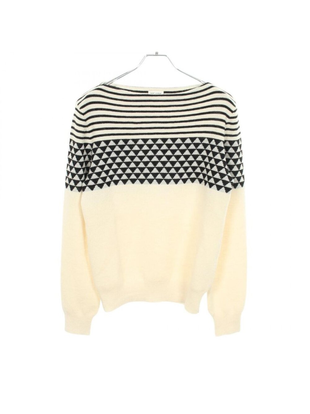 Saint Laurent Paris Knit Border Wool Sweater